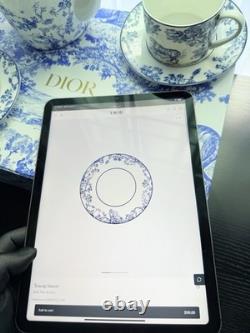 Ensemble de café et thé en porcelaine vintage Christian Dior, Toile de Jouy bleue, 5 pièces