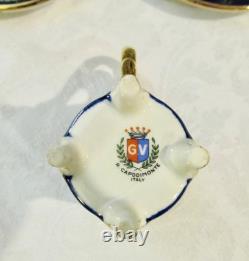 Ensemble de café expresso en démitasse vintage Capodimonte Italie bleu cobalt avec chérubins
