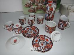 Ensemble de café japonais vintage en porcelaine fabriqué au Japon avec boîte