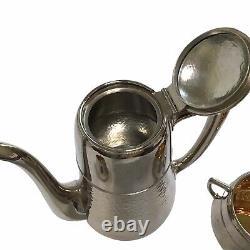 Ensemble de café martelé vintage WMF Bauscher avec pot de 1 litre, crémier, sucrier en bronze style Art Déco