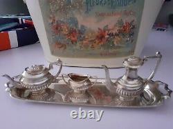 Ensemble de café miniature Vintage en argent 925 avec poinçon comprenant 4 pièces pour poupée ou ours en peluche