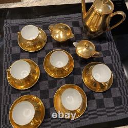 Ensemble de café miniature en porcelaine allemande vintage Bareuther Bacteria or