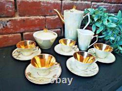 Ensemble de café rétro Chodziez des années 50, ensemble de café vintage moderniste doré rare