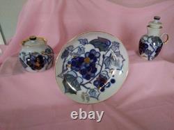 Ensemble de café russe en porcelaine cobalt bleu vintage très rare