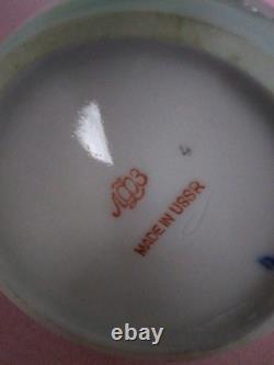 Ensemble de café russe en porcelaine cobalt bleu vintage très rare