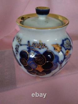 Ensemble de café russe en porcelaine cobalt bleu vintage très rare