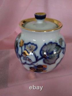 Ensemble de café russe en porcelaine cobalt bleu vintage très rare
