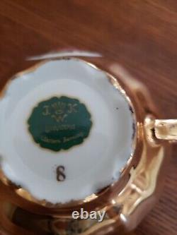 Ensemble de café / thé Demi-tasse Fragonard en or de Bavière, Allemagne, vintage, 9 pièces