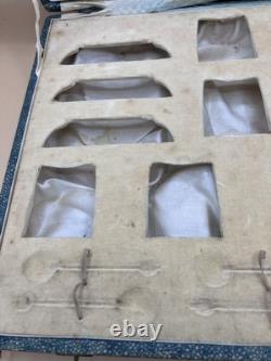 Ensemble de café/thé Vintage F. D & Co en turquoise dans une boîte en shagreen avec cuillères en argent des années 1900