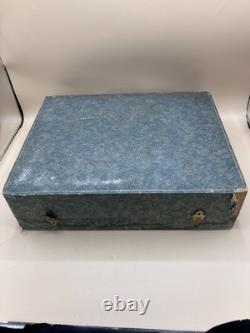 Ensemble de café/thé Vintage F. D & Co en turquoise dans une boîte en shagreen avec cuillères en argent des années 1900