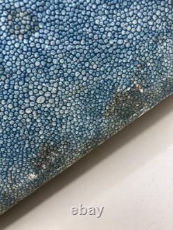 Ensemble de café/thé Vintage F. D & Co en turquoise dans une boîte en shagreen avec cuillères en argent des années 1900