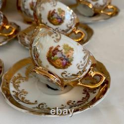 Ensemble de café/thé en demitasse Fragonard en or de Bavière vintage, Allemagne, 15 pièces