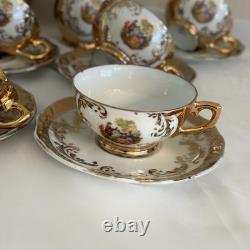 Ensemble de café/thé en demitasse Fragonard en or de Bavière vintage, Allemagne, 15 pièces