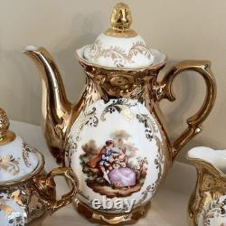 Ensemble de café/thé en demitasse Fragonard en or de Bavière vintage, Allemagne, 15 pièces