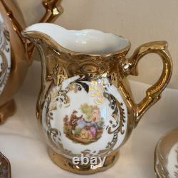 Ensemble de café/thé en demitasse Fragonard en or de Bavière vintage, Allemagne, 15 pièces