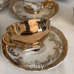 Ensemble de café/thé en demitasse Fragonard en or de Bavière vintage, Allemagne, 15 pièces