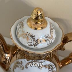 Ensemble de café/thé en demitasse Fragonard en or de Bavière vintage, Allemagne, 15 pièces
