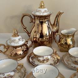 Ensemble de café/thé en demitasse Fragonard en or de Bavière vintage, Allemagne, 15 pièces
