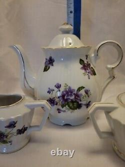 Ensemble de café/thé en porcelaine fine Lefton SWEET Violet. Vintage 1948-1953