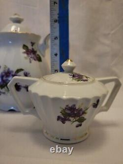 Ensemble de café/thé en porcelaine fine Lefton SWEET Violet. Vintage 1948-1953