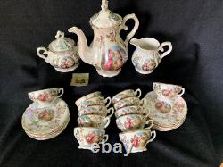 Ensemble de café/thé en porcelaine italienne Lavorazione 27 pièces pour 12 personnes vintage NWB