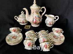 Ensemble de café/thé en porcelaine italienne Lavorazione 27 pièces pour 12 personnes vintage NWB