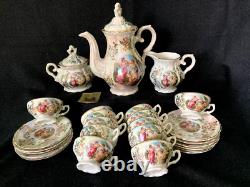 Ensemble de café/thé en porcelaine italienne Lavorazione 27 pièces pour 12 personnes vintage NWB