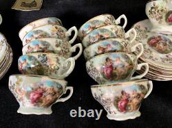 Ensemble de café/thé en porcelaine italienne Lavorazione 27 pièces pour 12 personnes vintage NWB