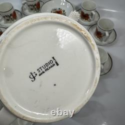 Ensemble de café/thé vintage J&G Meakin Topic Studio de 34 pièces : assiettes, pot, tasses et plus.