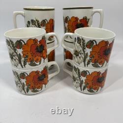 Ensemble de café/thé vintage J&G Meakin Topic Studio de 34 pièces : assiettes, pot, tasses et plus.