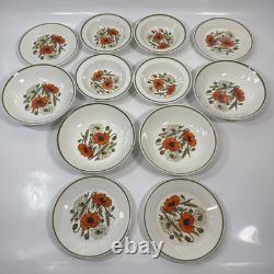 Ensemble de café/thé vintage J&G Meakin Topic Studio de 34 pièces : assiettes, pot, tasses et plus.