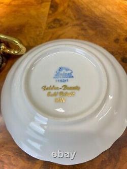 Ensemble de café/thé vintage Lindner Kueps Bavaria Echt Cobalt Blue et or 17 pièces