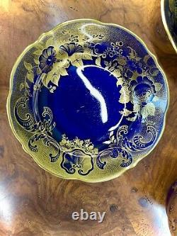 Ensemble de café/thé vintage Lindner Kueps Bavaria Echt Cobalt Blue et or 17 pièces
