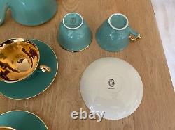 Ensemble de café/thé vintage Stavangerflint Norvège vert/or