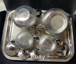 Ensemble de café/thé vintage avec plateau et 4 pièces de thé/café, pot à lait, pot à sucre URSS