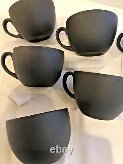 Ensemble de café/thé vintage en jasperware noir basaltique Wedgwood de 7 pièces fabriqué en Angleterre.