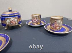 Ensemble de café turc en porcelaine Royal Vienna vintage éblouissant avec soucoupe supplémentaire