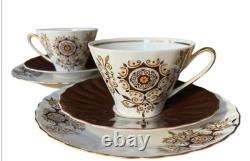 Ensemble de café vintage (6) porcelaine Manufacture de porcelaine de Riga objet de collection du milieu du siècle