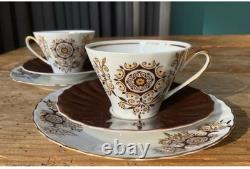 Ensemble de café vintage (6) porcelaine Manufacture de porcelaine de Riga objet de collection du milieu du siècle