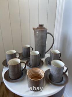 Ensemble de café vintage 6 tasses céramique Prima du milieu du siècle Folkestone Marc Goldberger