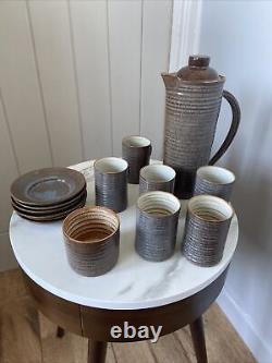 Ensemble de café vintage 6 tasses céramique Prima du milieu du siècle Folkestone Marc Goldberger