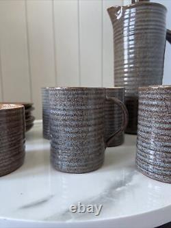 Ensemble de café vintage 6 tasses céramique Prima du milieu du siècle Folkestone Marc Goldberger