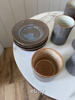 Ensemble de café vintage 6 tasses céramique Prima du milieu du siècle Folkestone Marc Goldberger