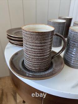 Ensemble de café vintage 6 tasses céramique Prima du milieu du siècle Folkestone Marc Goldberger