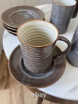 Ensemble de café vintage 6 tasses céramique Prima du milieu du siècle Folkestone Marc Goldberger