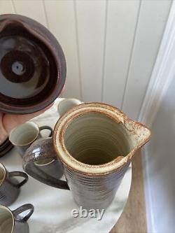 Ensemble de café vintage 6 tasses céramique Prima du milieu du siècle Folkestone Marc Goldberger