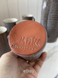 Ensemble de café vintage 6 tasses céramique Prima du milieu du siècle Folkestone Marc Goldberger