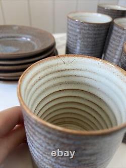 Ensemble de café vintage 6 tasses céramique Prima du milieu du siècle Folkestone Marc Goldberger