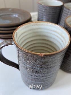 Ensemble de café vintage 6 tasses céramique Prima du milieu du siècle Folkestone Marc Goldberger