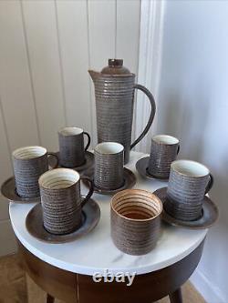 Ensemble de café vintage 6 tasses céramique Prima du milieu du siècle Folkestone Marc Goldberger